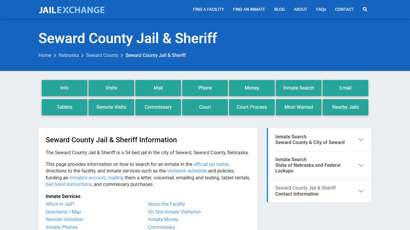Seward County Jail & Sheriff, NE Inmate Search, Information