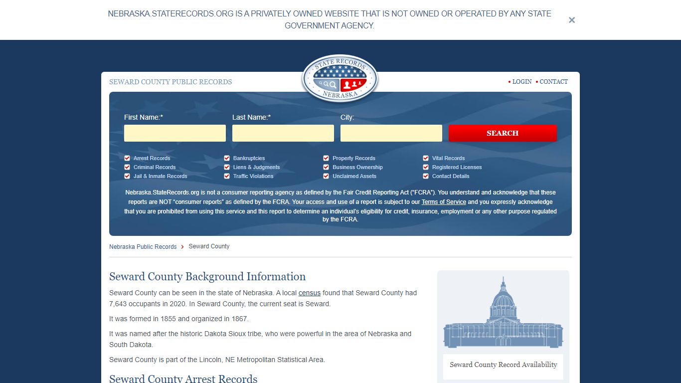 Seward County Arrest, Court, and Public Records | StateRecords.org